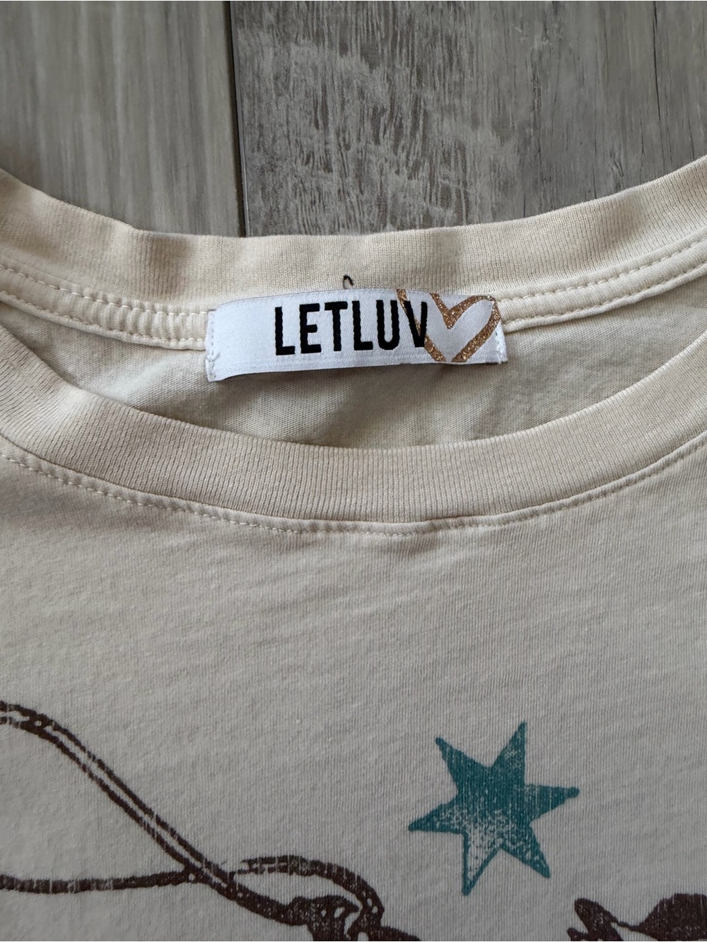 Anthropologie Letluv Horse Cowgirl Graphic 100% Cotton Boyfriend Tee size large - Picture 8 of 9